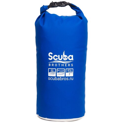 фото Гермомешок scuba brothers volga, 30 литров, с лямкой, пвх ткань, синий/белый