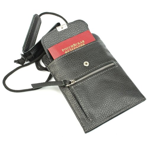фото Дорожный кошелек, портмоне, органайзер походный, из натуральной кожи черный сн850-40 кроко