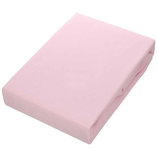 фото Простынь трикотажная на резинке , 160х200х20 см., 100% хлопок, розовый. полокрон
