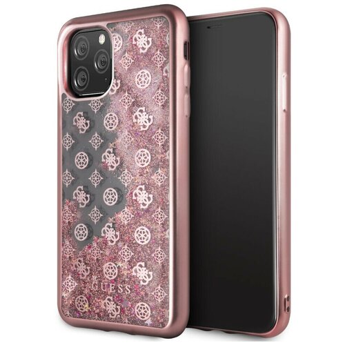 фото Чехол cg mobile guess liquid glitter 4g peony hard для iphone 11 pro max, цвет розовый (guhcn65peolgpi)