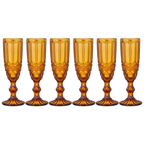 фото Набор бокалов для шампанского lefard серия "muza color" серпентина, 6 штук, 150 мл, высота 20 см (781-210)