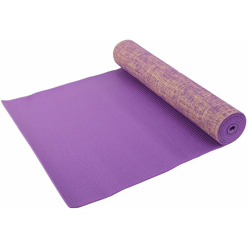 фото Коврик для фитнеса и йоги larsen джутовый фиолетовый р183х61х0,5см