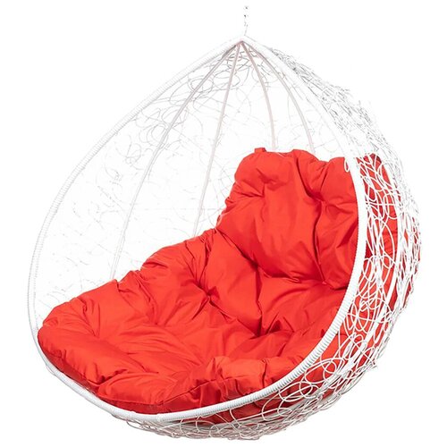 фото Кресло подвесное ювимет "gemini promo", белое, без стойки, красная подушка