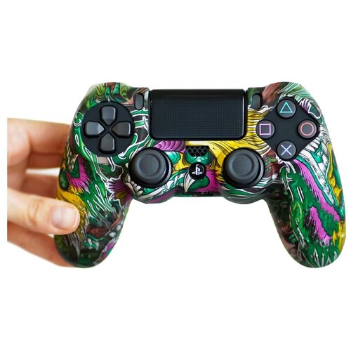 фото Защитный силиконовый чехол для геймпада sony playstation 4 dualshock / ps4 (матовая накладка для контроллера сони плэйстэйшн 4 дуалшок / пс4) с рисунком, абстракция картофан