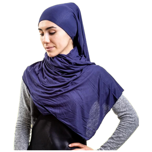 фото Хиджаб платок, хлопок, 170х60 см, цвет темно-синий, asiyah ay-hjb3-02