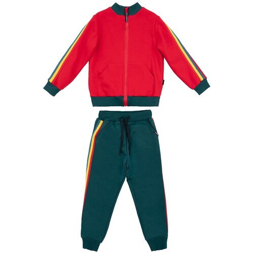 фото Комплект одежды nikastyle, толстовка и брюки, спортивный стиль, размер 146, зеленый, красный