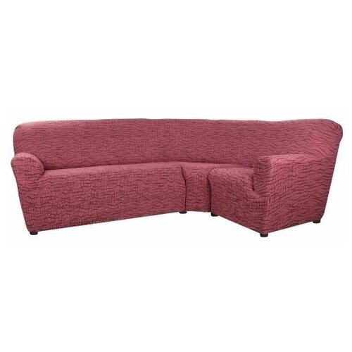 фото Чехол для мебели: чехол на классический угловой диван "тела" ридже бордовый еврочехол