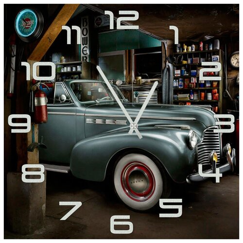 фото Svs настенные часы svs 3002375 ретро-авто в гараже