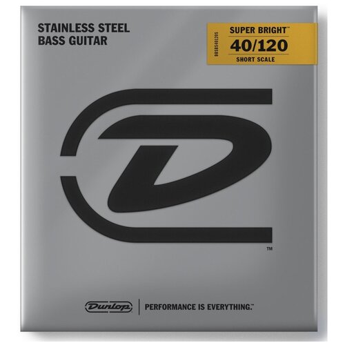 фото Dunlop super bright steel dbsbs40120s струны для 5 струнной бас-гитары, short, 40-120