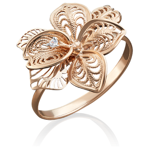 фото Platina jewelry кольцо из красного золота с фианитом 01-5005-00-401-1110-48, размер 16