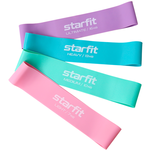 фото Фитнес- резинки starfit core es-203 латекс, комплект пастель, 4 шт