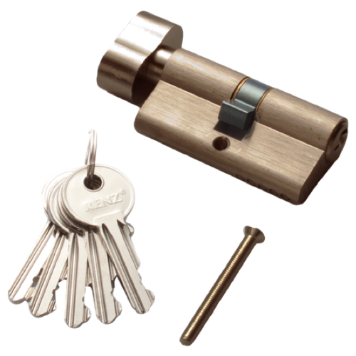 фото Цилиндр ренц 60 мм ключ-завертка, стандартный ключ, медь античная renz