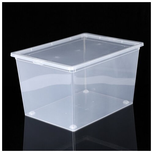 фото Ящик для хранения с крышкой, 50 л, 53×38×30 см, цвет прозрачный mikimarket