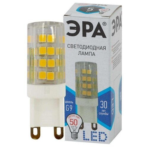 фото Лампа светодиодная jcd-5w-220v-corn ceramics-840-g9 400лм эра б0027864 (упаковка 10 шт)