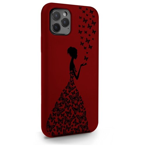 фото Красный силиконовый чехол для iphone 11 pro девушка с бабочками для айфон 11 про musthavecase