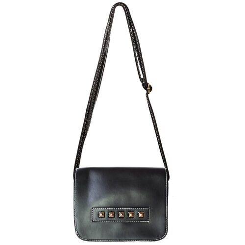 фото Женская кожаная сумка кросс- боди на плечо черная нет бренда