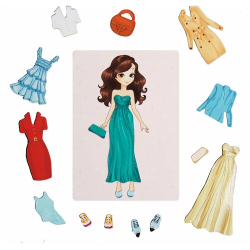фото Магнитная настольная игра-пазл "одень куклу", развивающий набор с одеждой одевашка для девочек - notta & belle