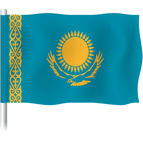 фото Флаг казахстана, размер 90x135 см. мега-арт