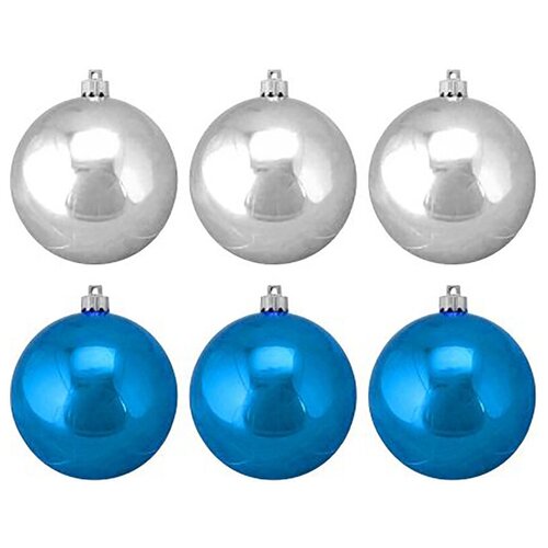 фото Набор шаров из полистирола 6шт, 60мм, серебро и синий феникс present