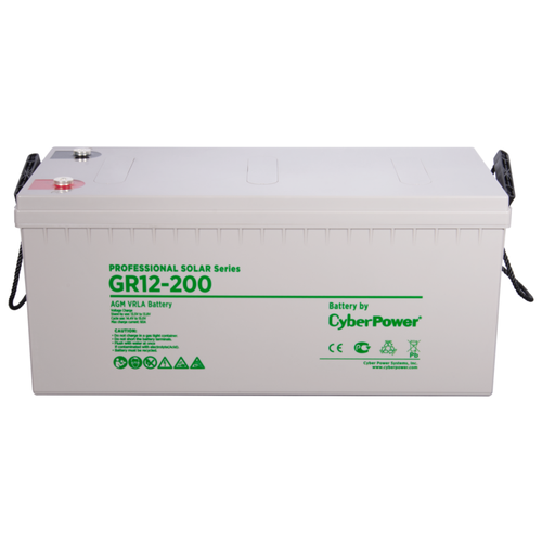 фото Аккумуляторная батарея ps solar (gel) gr 12-200 / 12 в 200 ач battery professional solar series gr 12-200, voltage 12v, capacity (discharge 10 h) 202ah, max. discharge current (5 sec) 1000a, max. charge current 60a, lead-acid type ge cyberpower