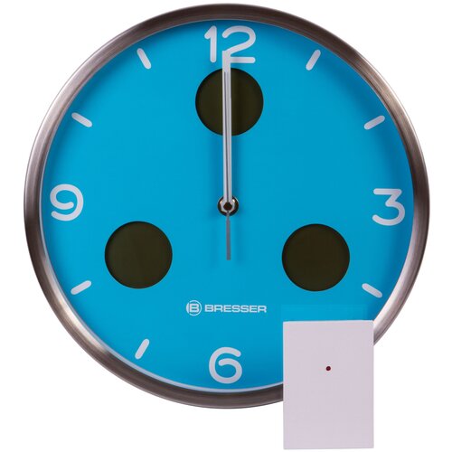 фото Часы настенные bresser (брессер) mytime io nx thermo/hygro, 30 см, голубые