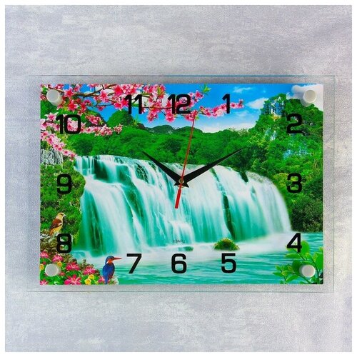 фото Часы настенные, серия: природа, "водопад", 25х35 см, микс рубин 1144825 .
