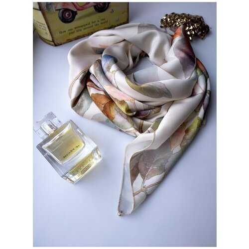 фото Платок, sergio valentini, шёлковый платок, цвет: молочный, бежевый, зеленый, 90 х 90 см