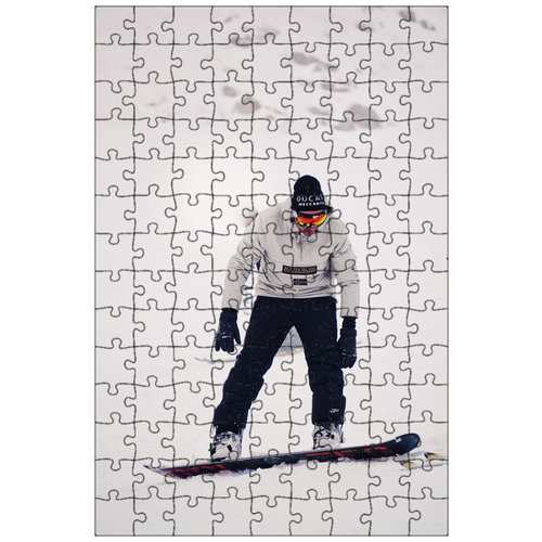 фото Магнитный пазл 27x18см."сноубордист, сноуборд, снег" на холодильник lotsprints