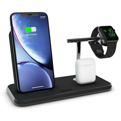 фото Док-станция zens aluminium dual wireless charger + dock + watch чёрная