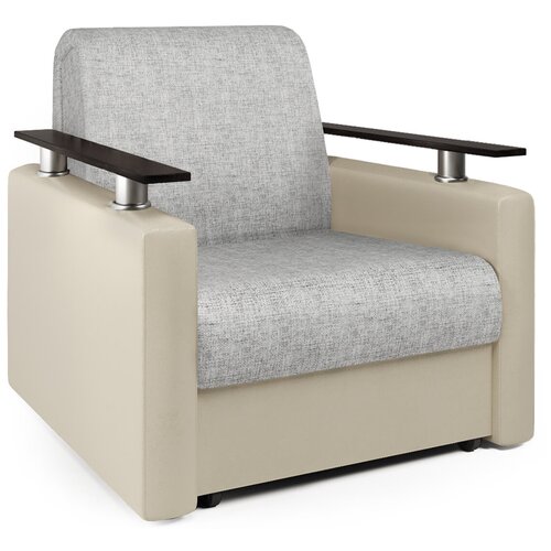 фото Кресло-кровать шарм экокожа беж и серый шенилл шарм-дизайн