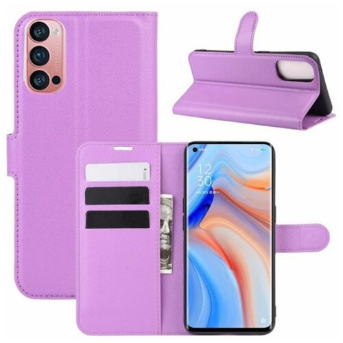 фото Brodef wallet чехол книжка кошелек для oppo reno 4 pro 5g фиолетовый