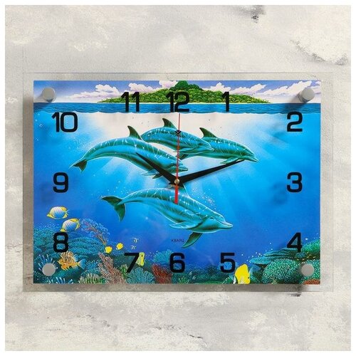 фото Часы настенные, серия: море, "дельфины", 25х35 см, микс нет бренда