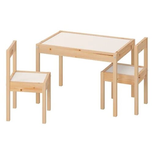 фото Lätt лэтт стол детский с 2 стульями, белый/сосна ikea