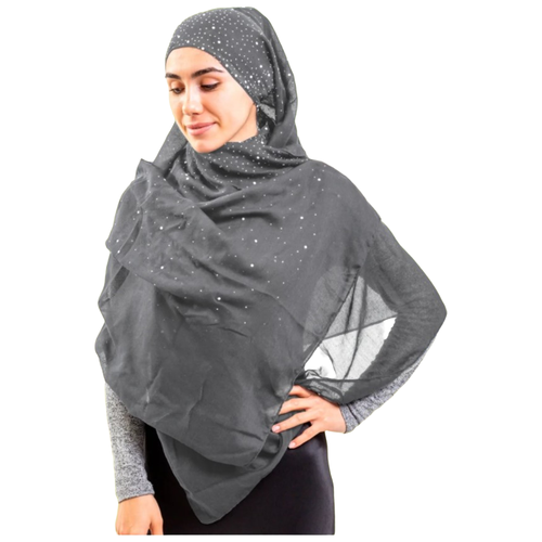 фото Хиджаб платок из мерсеризованного хлопка, 180х90 см, цвет серый, asiyah ay-hjb4-03
