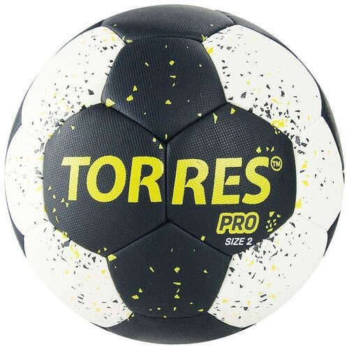 фото Мяч гандбольный pro, размер 2, пу, гибридная сшивка, цвет чёрный/белый/жёлтый torres
