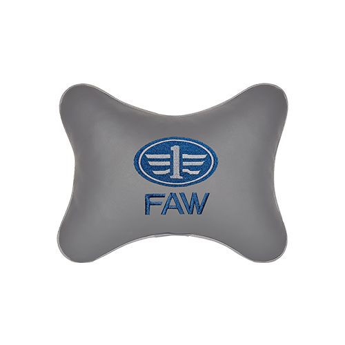 фото Подушка на подголовник экокожа l. grey с логотипом автомобиля faw vital technologies