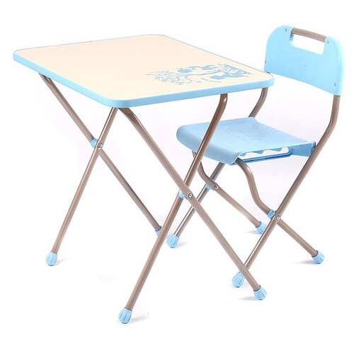 фото Комплект детский, голубой с бежевым стол и стул ника