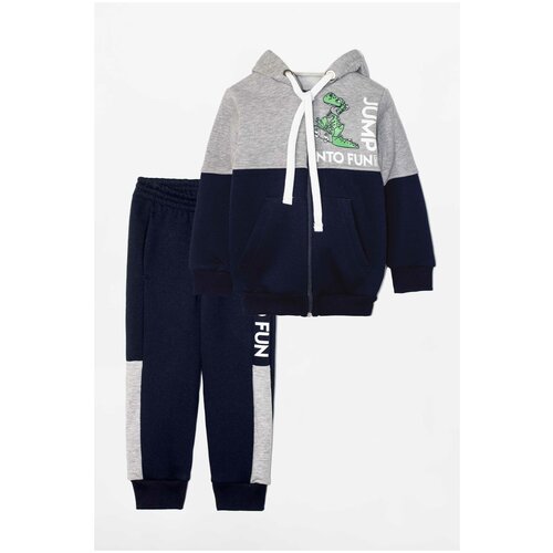 фото Костюм lokki для мальчиков, олимпийка и брюки, размер 98-104, синий, серый