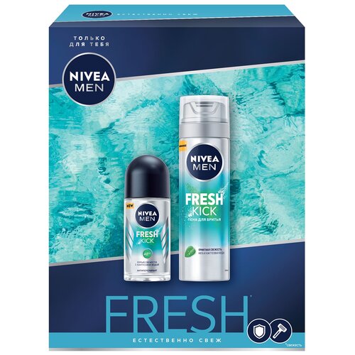 фото Подарочный набор nivea men fresh kick: пена для бритья + антиперспирант для тела