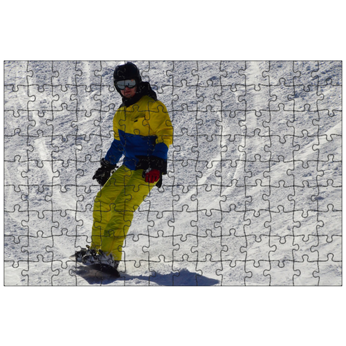фото Магнитный пазл 27x18см."зимние виды спорта, сноуборд, гора" на холодильник lotsprints