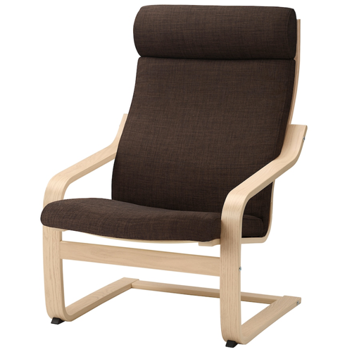 фото Poäng поэнг кресло, дубовый шпон, беленый/шифтебу коричневый ikea