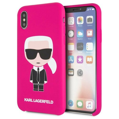 фото Чехол cg mobile karl lagerfeld liquid silicone iconic karl hard для iphone x/xs, цвет фуксия (klhcpxslfkfu)