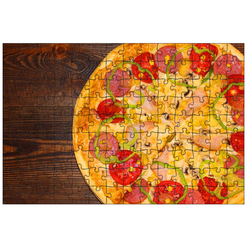фото Магнитный пазл 27x18см."pizza, стол, еда" на холодильник lotsprints