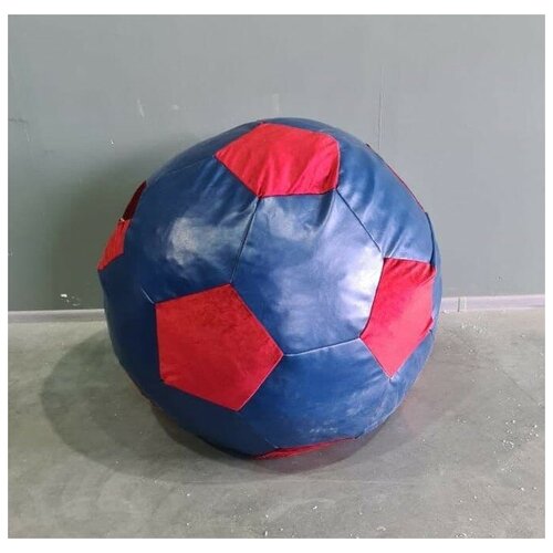 фото Кресло- мешок "футбольный мяч" gordvell, экокожа/велюр искусственный, сине- красный