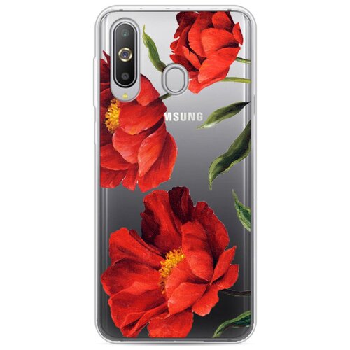 Силиконовый чехол Красные маки на Samsung Galaxy A60 / Самсунг Галакси А60
