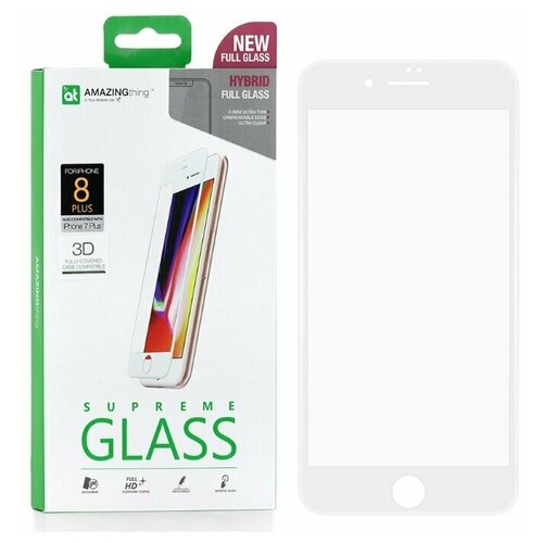 фото Защитное стекло для apple iphone 8 plus / 7 plus amazingthing supremeglass hybrid 3d / 3д с силиконовой рамкой / white 0.2mm / противоударное стекло / защита дисплея / закалённое стекло / 9h glass / олеофобное покрытие / защита экрана для телефона / 9h стекло / полноэкранное стекло / толстое защитное стекло / защита от царапин / стекло для телефона / закаленное стекло / олеофобное стекло / защита экрана от трещин / защита от падений