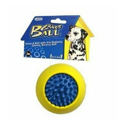 фото J. w. игрушка для собак - мячик с "ежиком", каучук, большая grass ball large цвет: черный, желтый jw