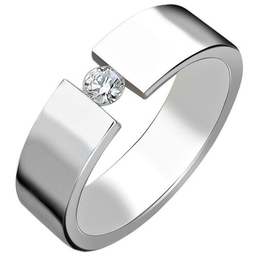 фото Эстет кольцо с 1 бриллиантом из белого золота 01о620469, размер 17