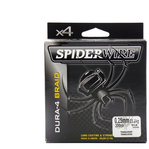 фото "плетеная леска spiderwire dura4 braid полупрозрачная 300 м. 0,25 мм. 23,2 кг. tran (1450445)"