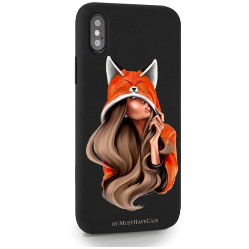 фото Черный силиконовый чехол musthavecase для iphone x/xs foxy girl/ лисичка для айфон 10/10с противоударный